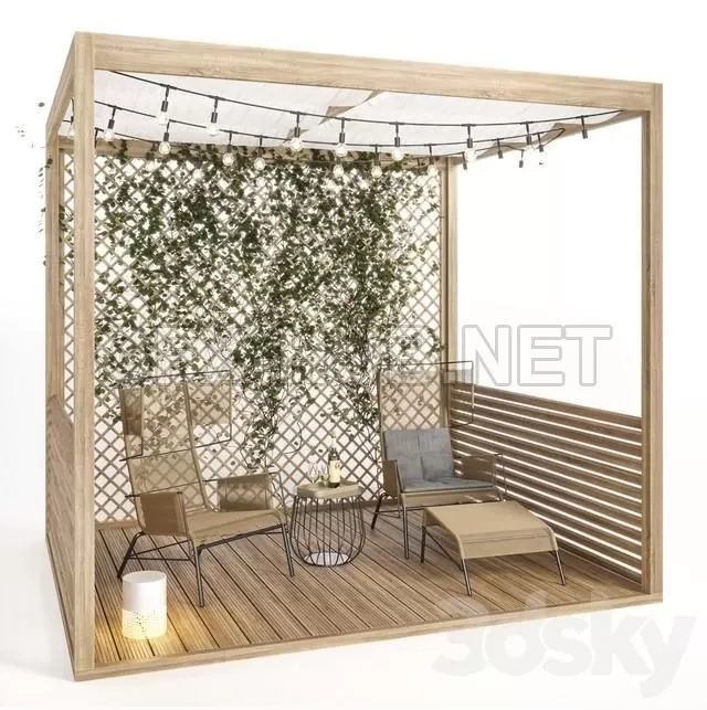 FURNITURE 3D MODELS – Outdoor armchair and coffee table 1