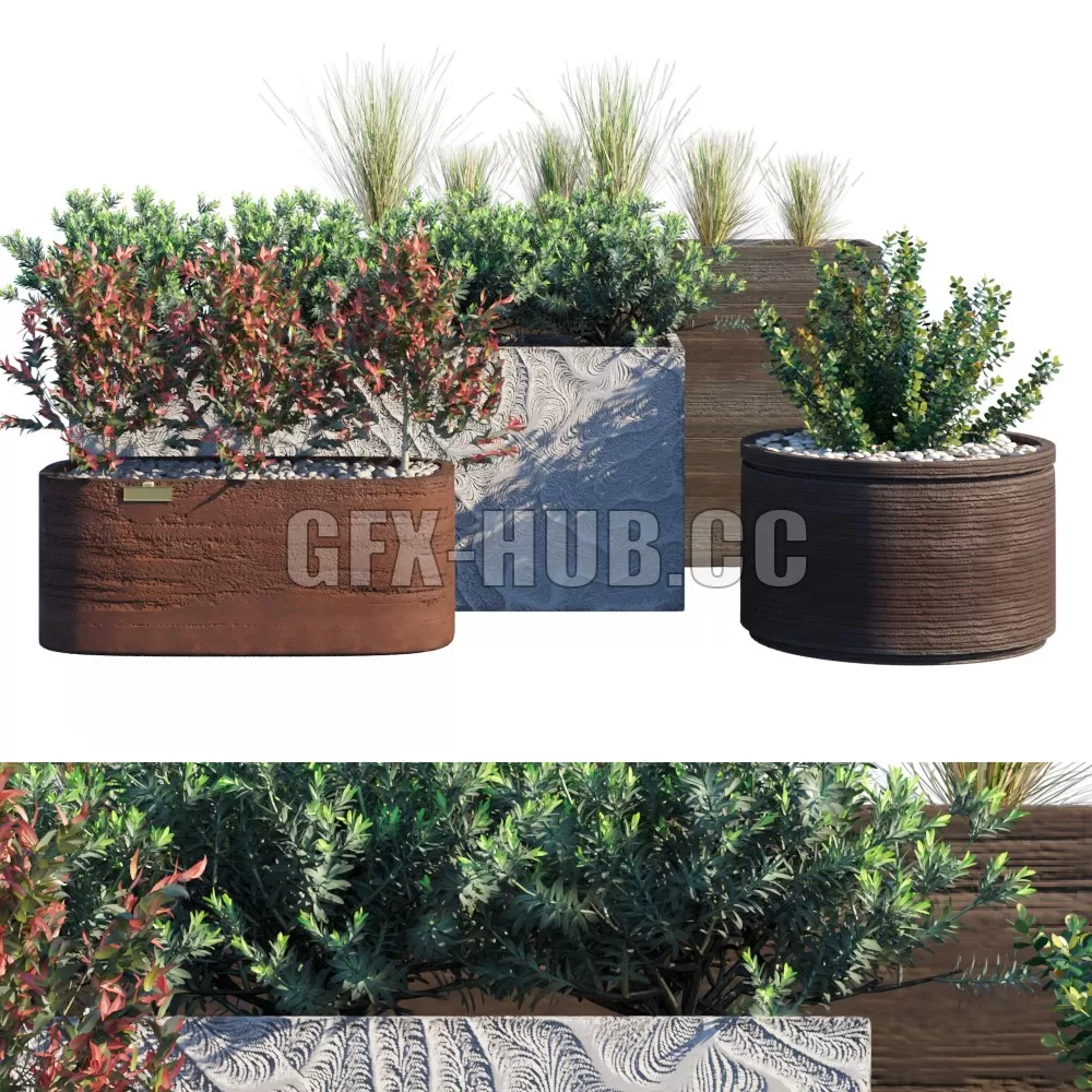 FURNITURE 3D MODELS – Outdoorsot set 12 with pots by Atelier Vierkant