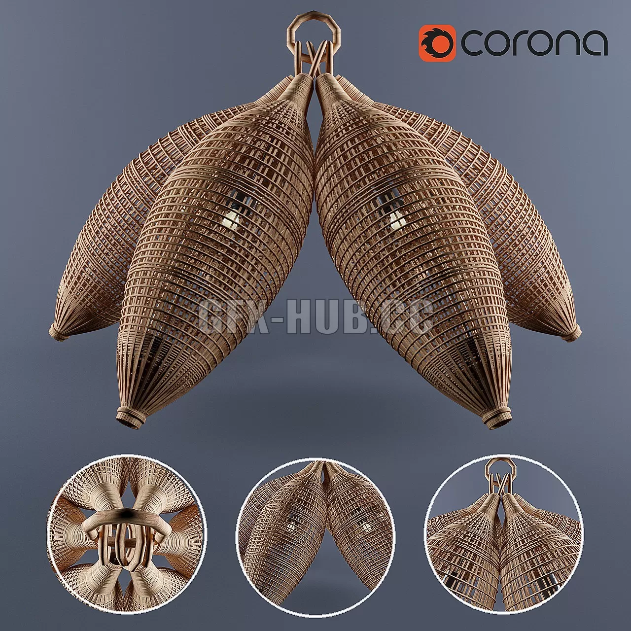 FURNITURE 3D MODELS – Pendant rattan chandelier