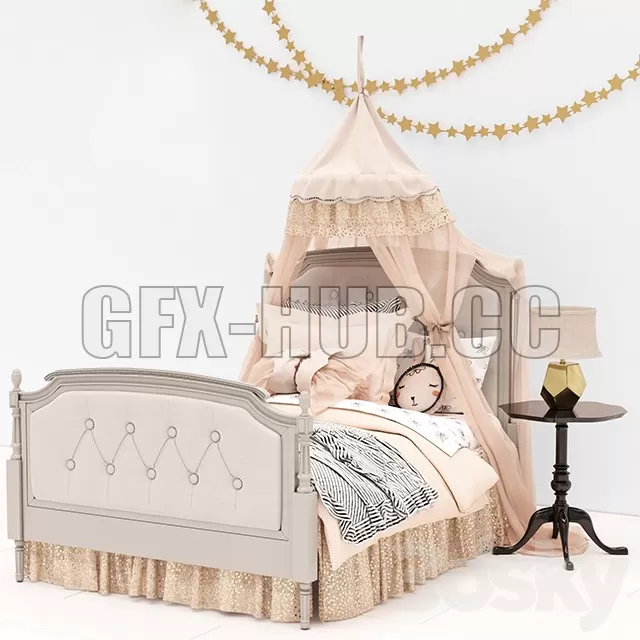 FURNITURE 3D MODELS – Pottery Barn Kids Blythe Tufted Bed