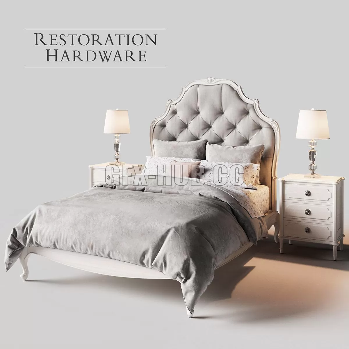 FURNITURE 3D MODELS – Restoration Hardware Paulette Tufted Bed