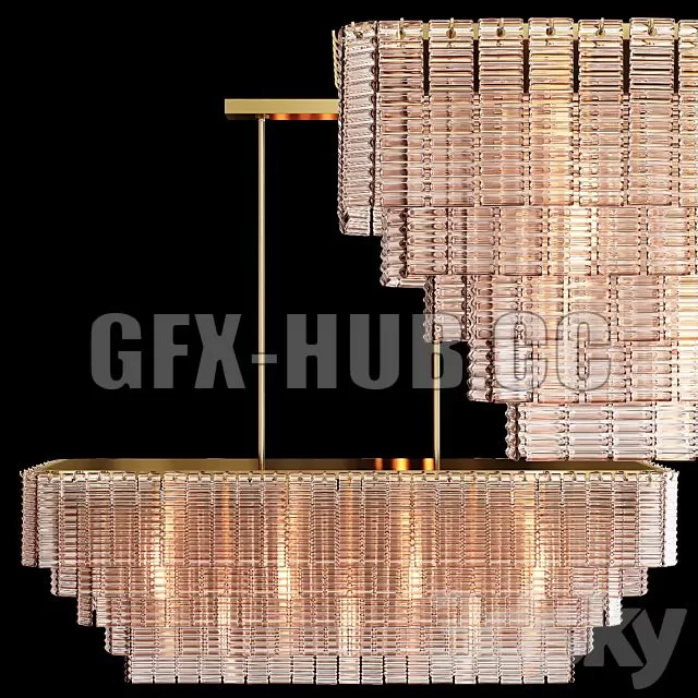 FURNITURE 3D MODELS – Restoration Hardware SIRENE LINEAR CHANDELIER 54 Brass Clear Glass