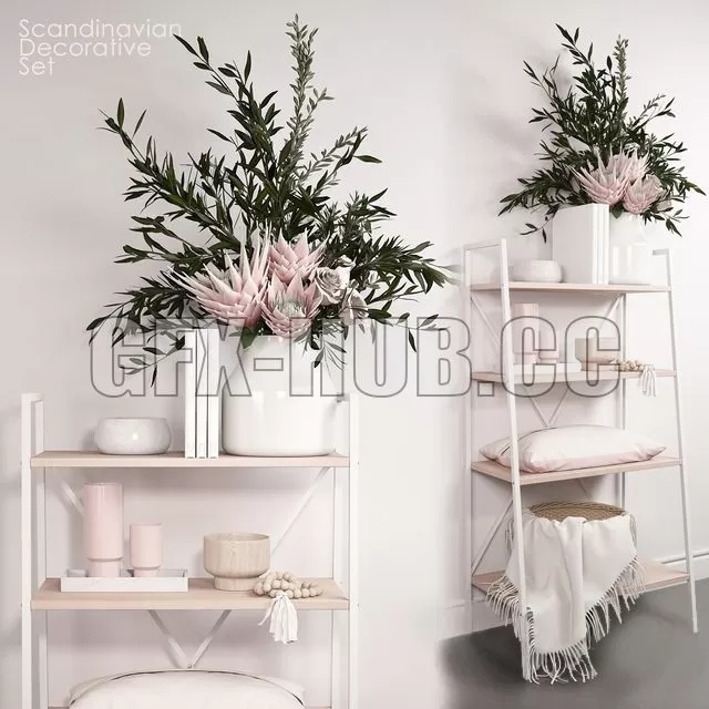FURNITURE 3D MODELS – Scandi Decor Set with eucalyptus