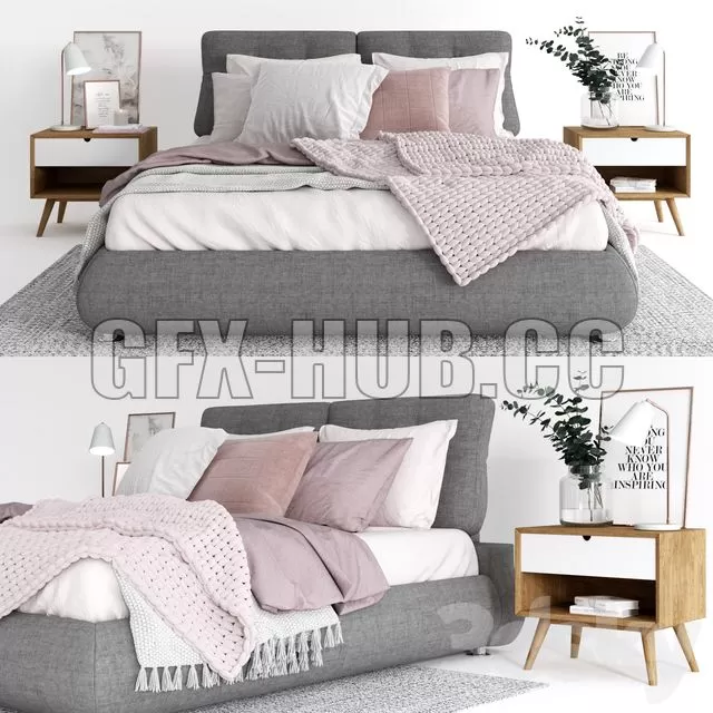 FURNITURE 3D MODELS – Scandinavian Bedroom Set 001
