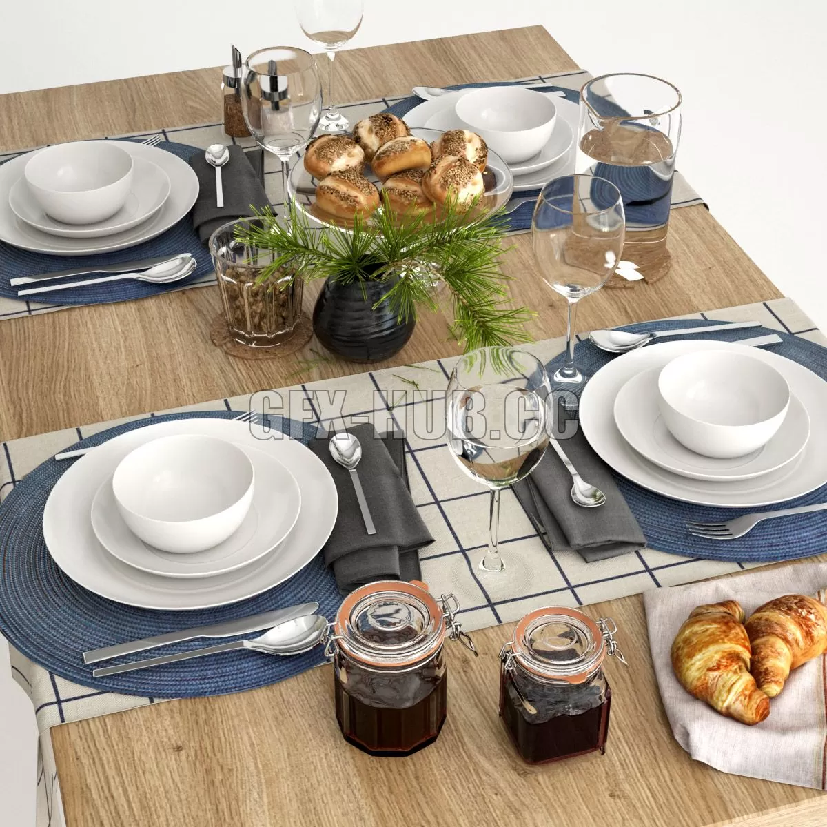 FURNITURE 3D MODELS – Serving with croissants