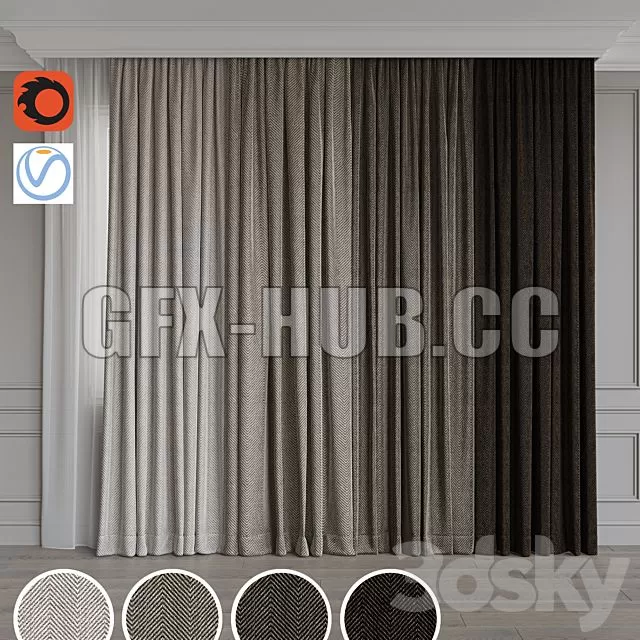 FURNITURE 3D MODELS – Set of Curtains 90