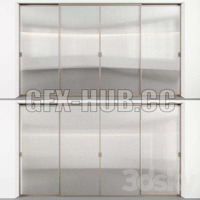 FURNITURE 3D MODELS – Sliding Doors with Embossed Glass