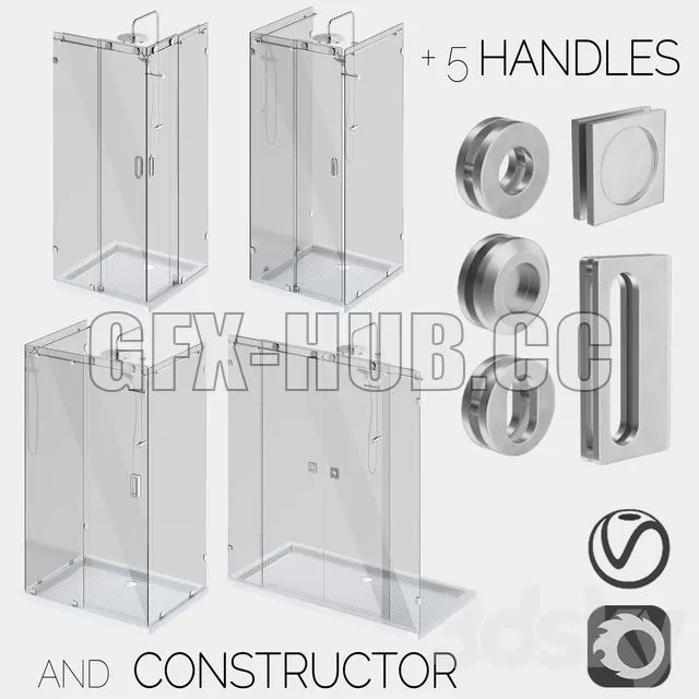 FURNITURE 3D MODELS – Sliding Glass Shower Cabins