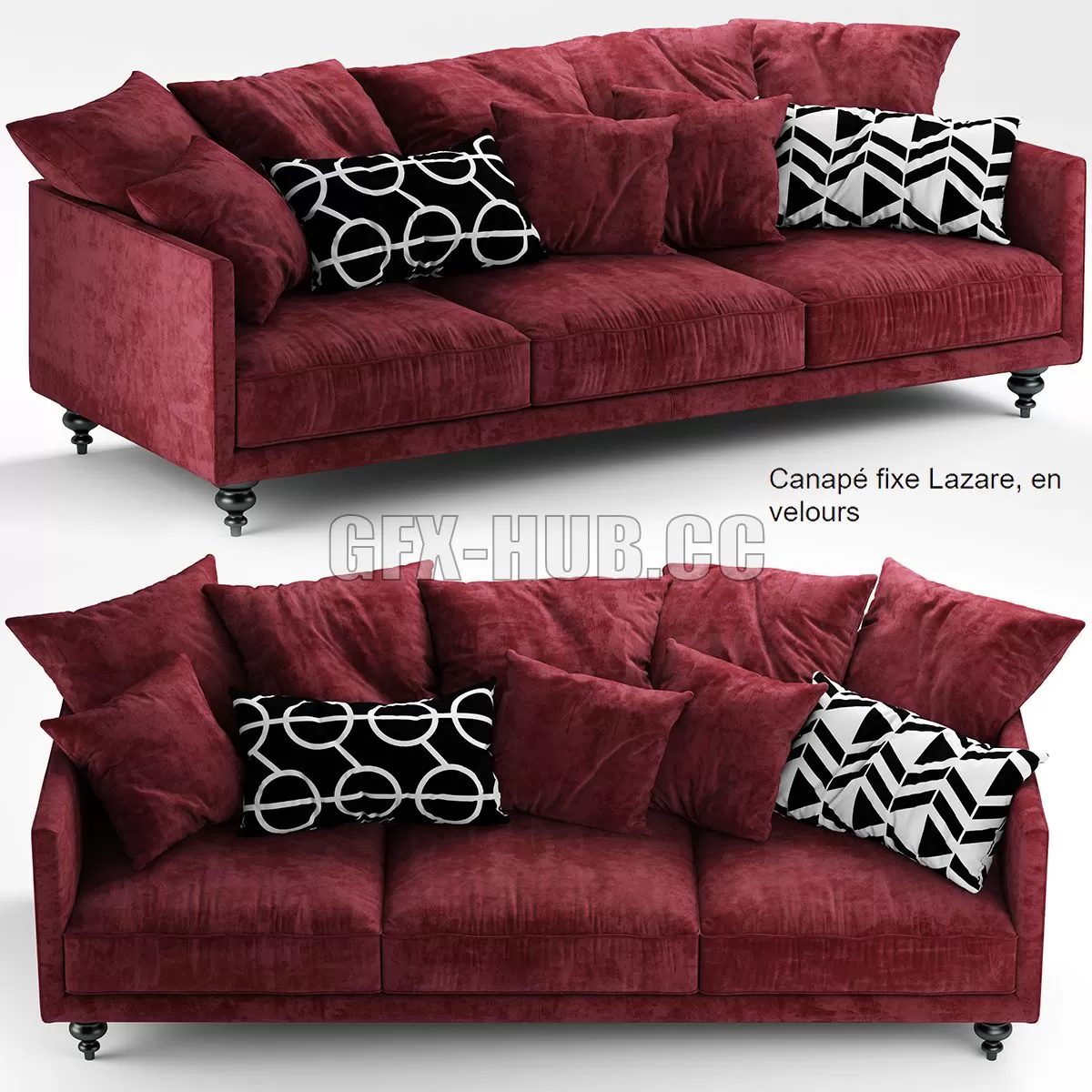 FURNITURE 3D MODELS – Sofa canape angle velours