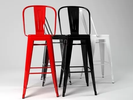 FURNITURE 3D MODELS – Stool with backrest