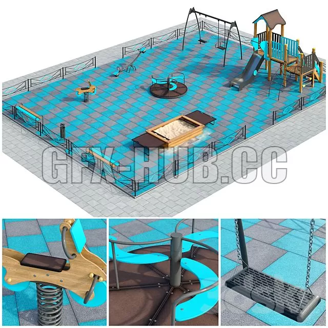 FURNITURE 3D MODELS – Stylish Turquoise Playground