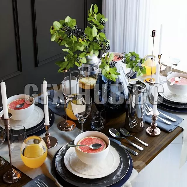 FURNITURE 3D MODELS – Tableware 13 with juice