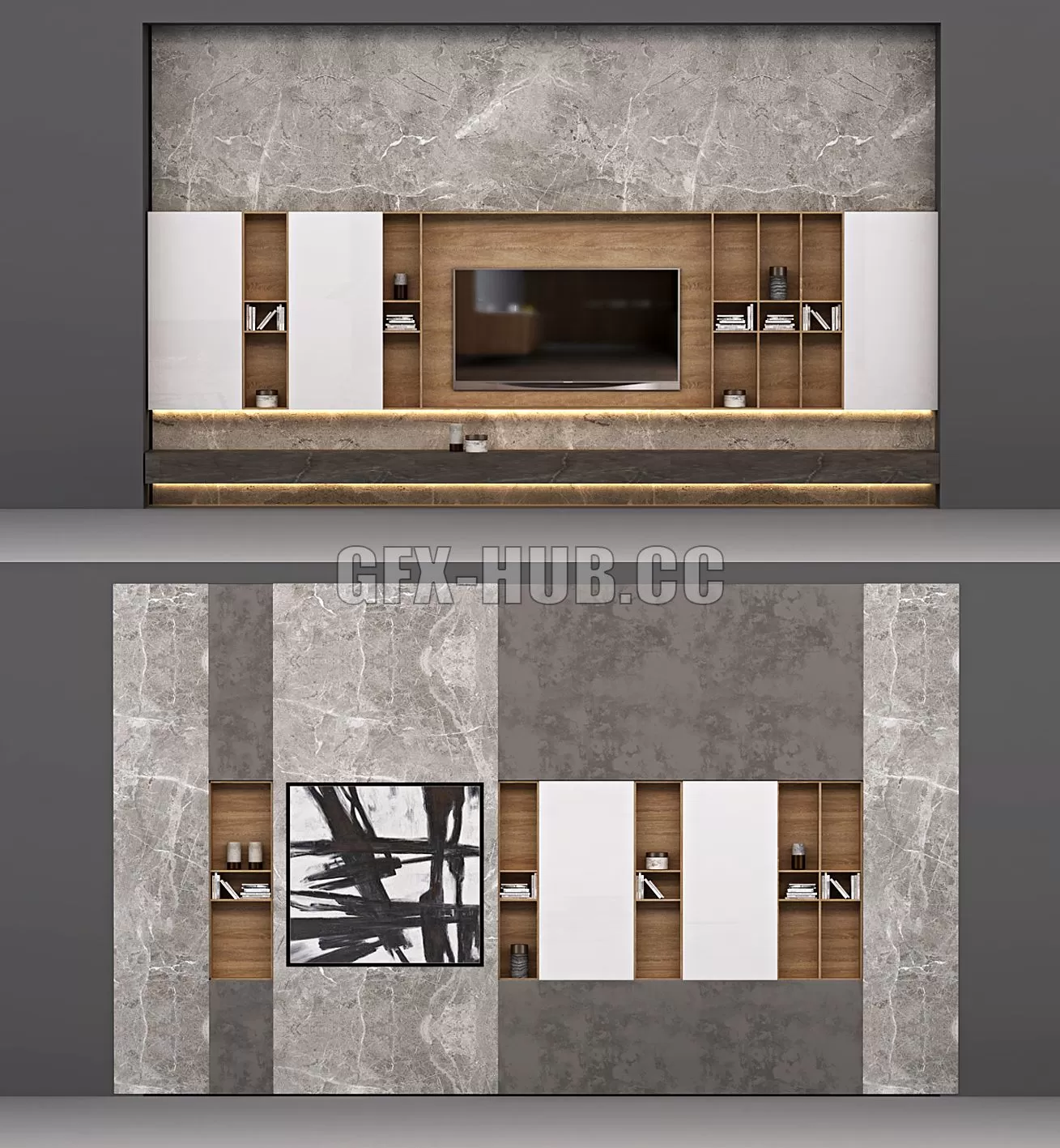 FURNITURE 3D MODELS – Wall for TV Custom Made