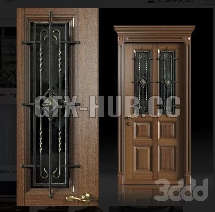 FURNITURE 3D MODELS – Wooden door with forging