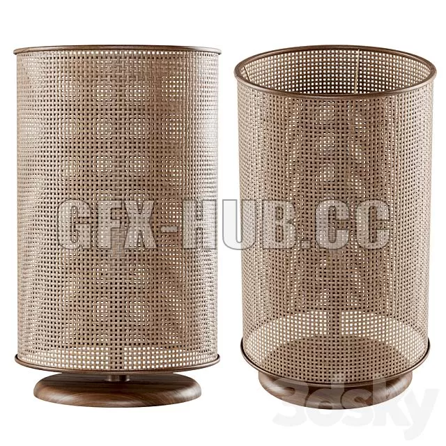 FURNITURE 3D MODELS – Wooden Rattan Table Lamp L500