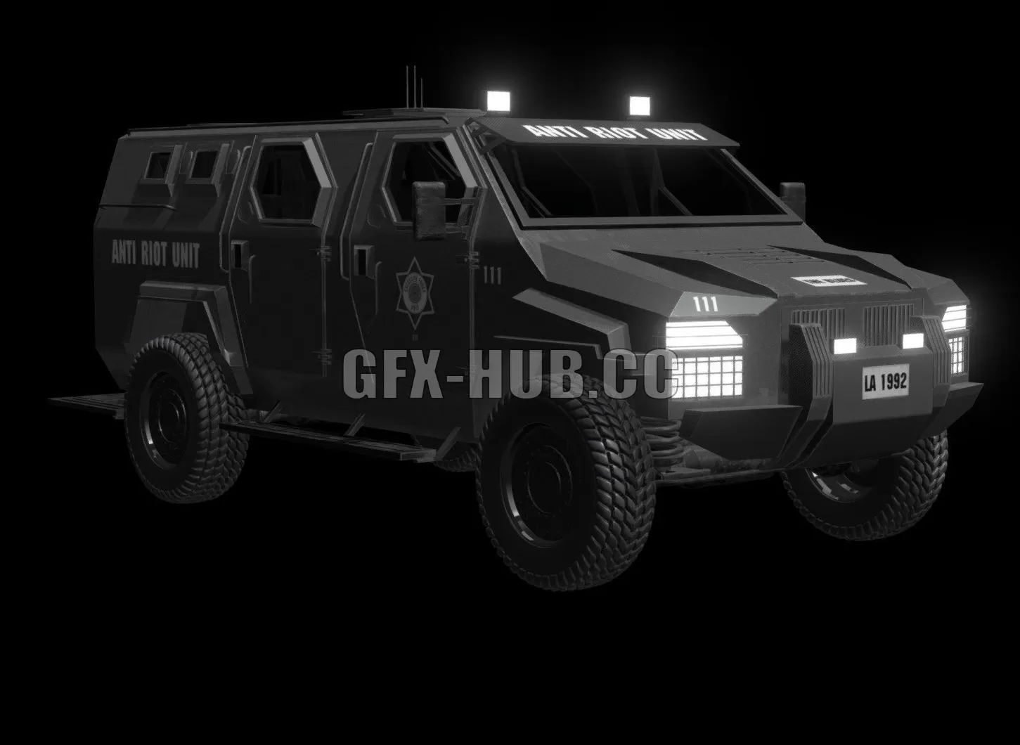 CAR – Armoured Police Truck 3D Model CAR – Armoured Police Truck 3D Model