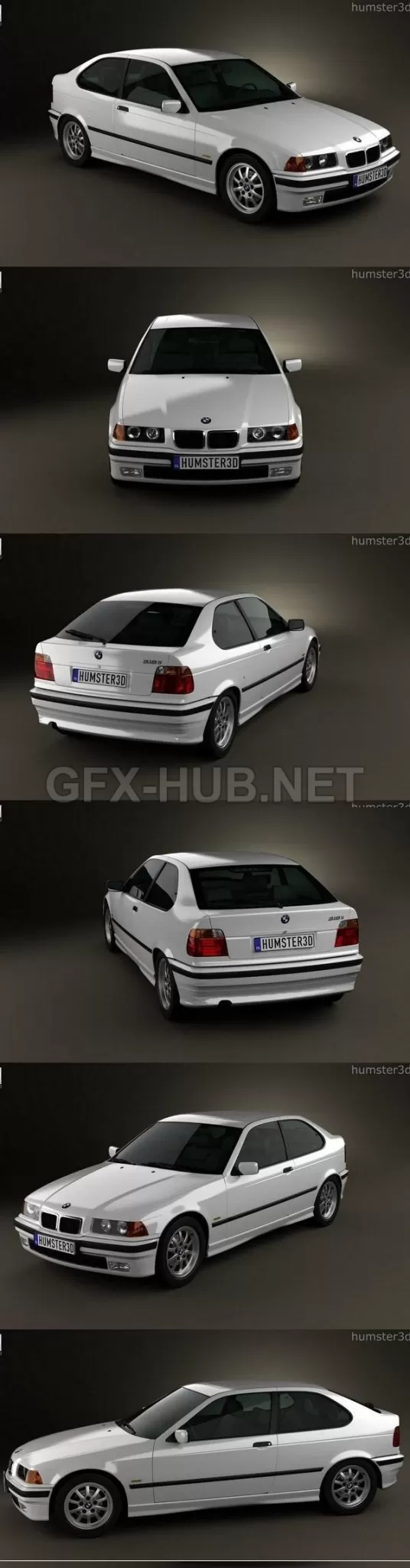 CAR – BMW 3 Series (E36) compact 1994 3D Model CAR – BMW 3 Series (E36) compact 1994 3D Model