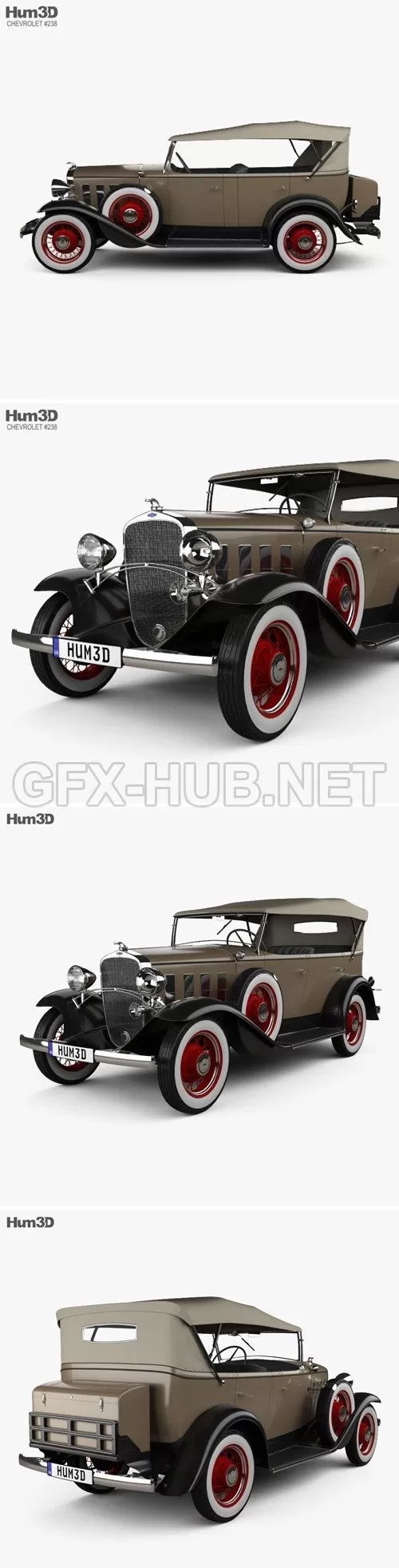 CAR – Chevrolet Confederate 4-door Phaeton 1932 3D Model CAR – Chevrolet Confederate 4-door Phaeton 1932 3D Model
