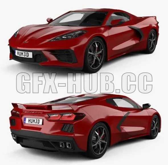 CAR – Chevrolet Corvette Stingray with HQ interior and engine 2022 3D Model CAR – Chevrolet Corvette Stingray with HQ interior and engine 2022 3D Model