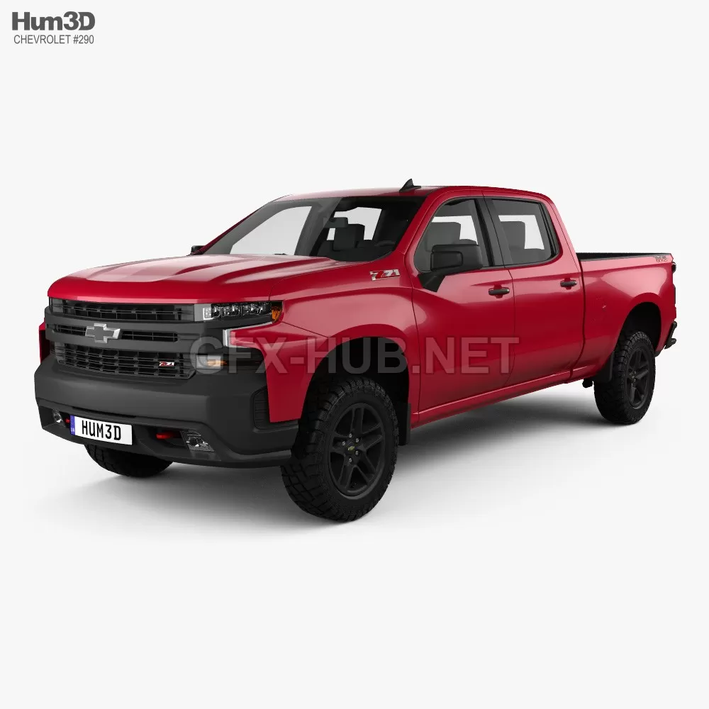 CAR – Chevrolet Silverado Crew Cab 1500 LT Z71 Trail Boss 2018 3D Model