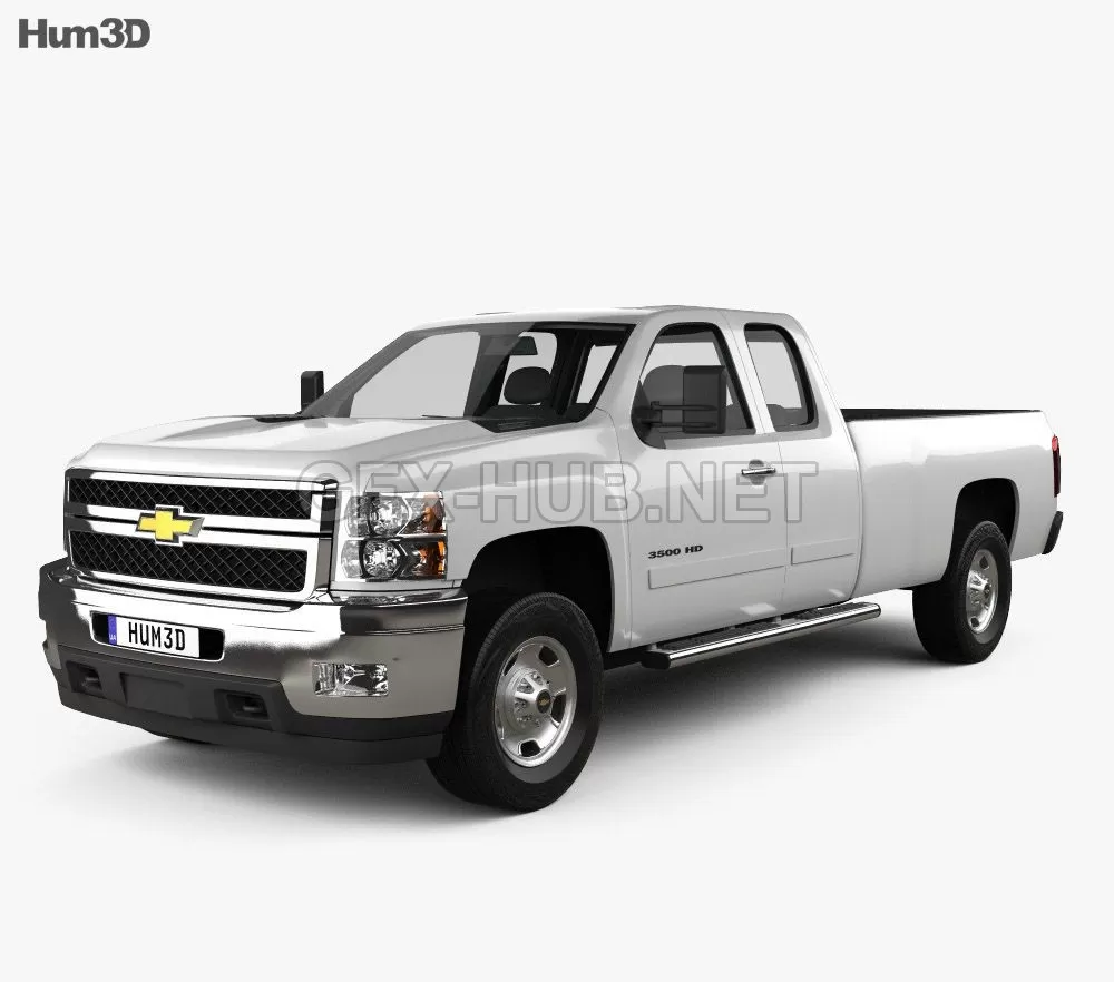 CAR – Chevrolet Silverado HD Extended Cab Long Bed 2011 3D Model