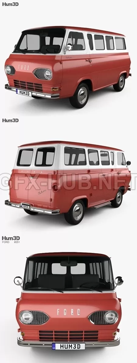 CAR – Ford E-Series Falcon Club Wagon 1963  3D Model