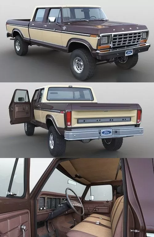 CAR – Ford F-250 Crewcab 1978 3D Model