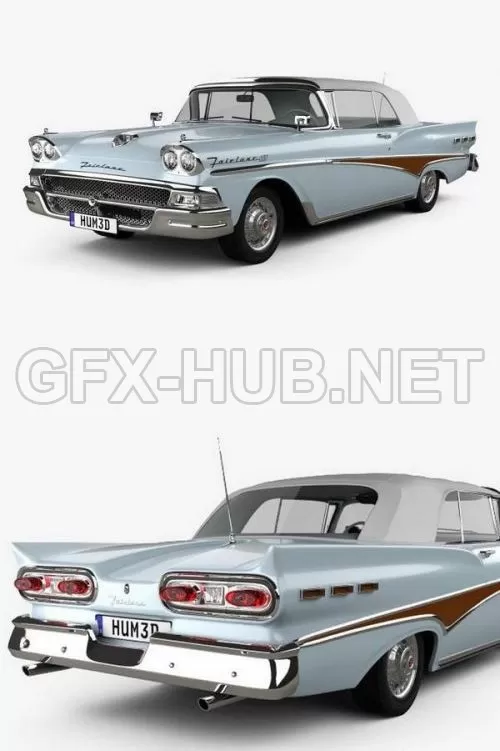 CAR – Ford Fairlane 500 Sunliner 1958  3D Model