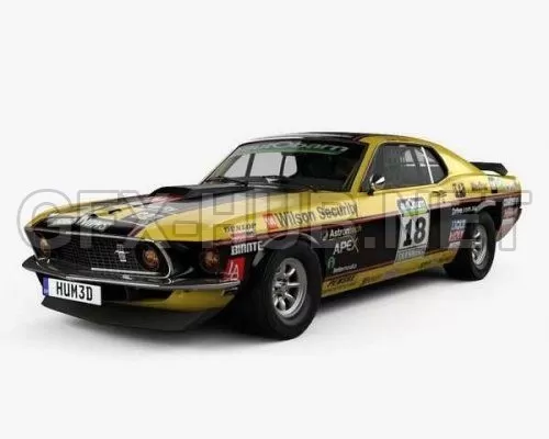 CAR – Ford Mustang John Bowe 1969 car 3D Model