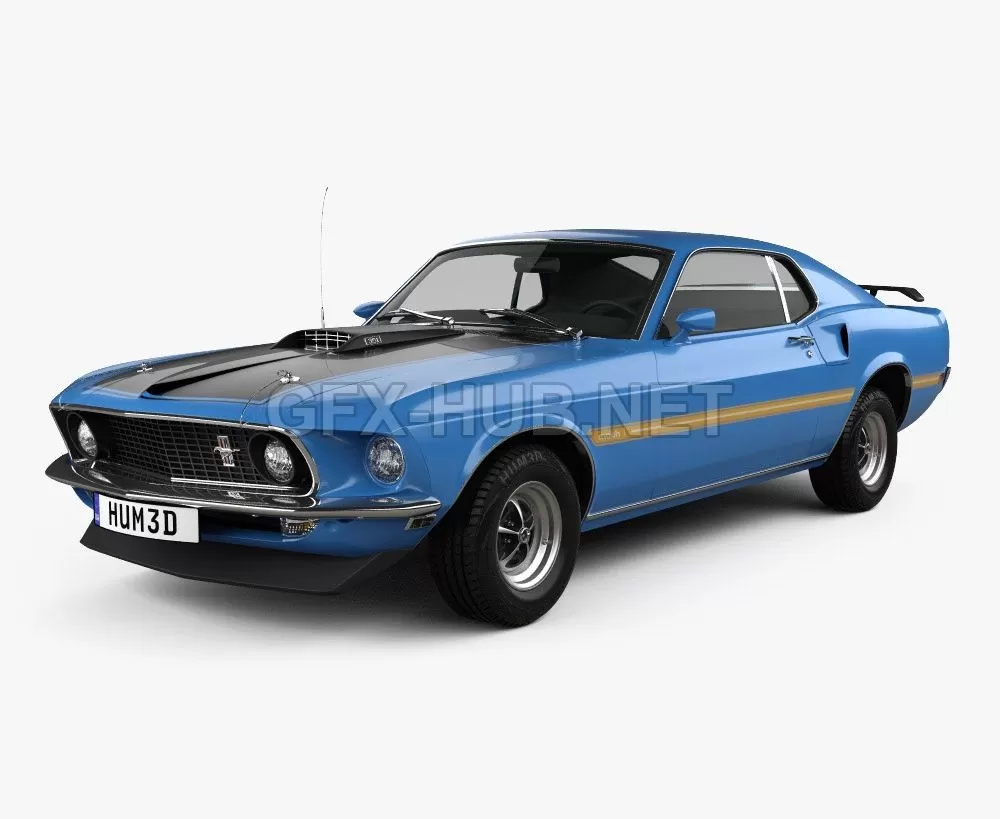 CAR – Ford Mustang Mach 1 351 1969 car 3D Model
