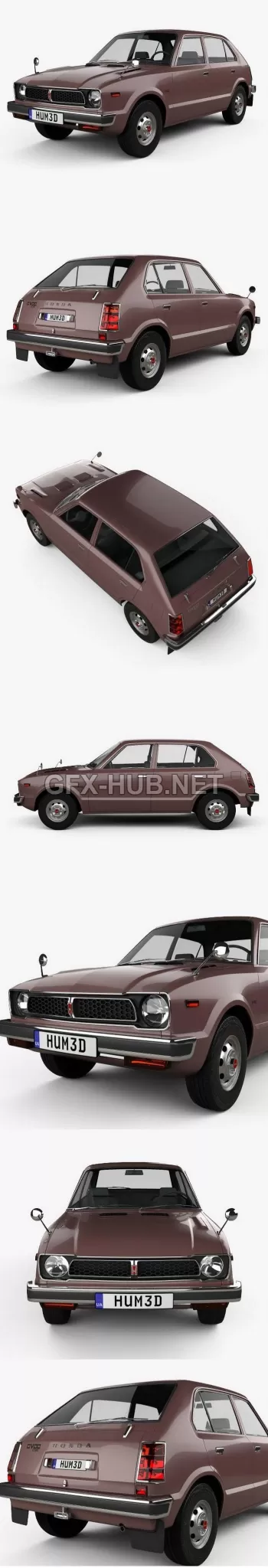 CAR – Honda Civic 4-door 1976  3D Model