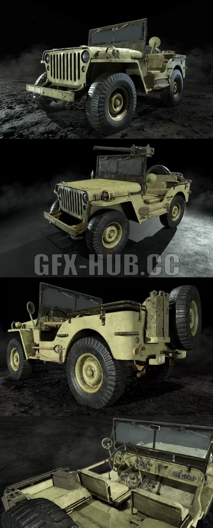 CAR – Jeep Willys 1944 WW2 3D Model CAR – Jeep Willys 1944 WW2 3D Model