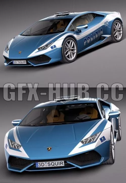 CAR – Lamborghini Huracan 2015 Italian Police Car 3D Model