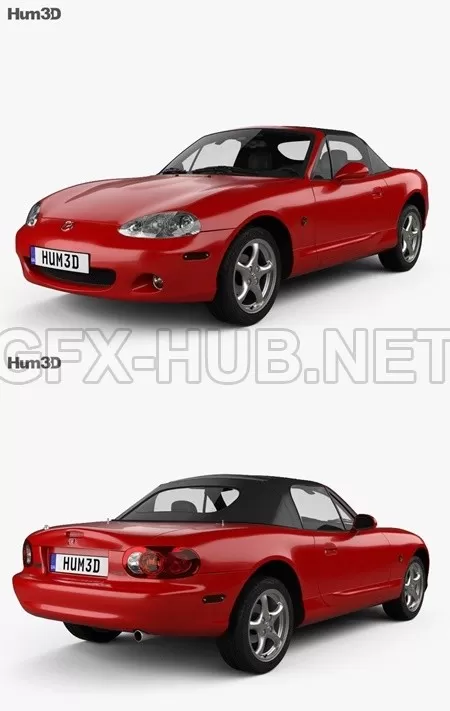 CAR – Mazda MX-5 convertible with HQ interior 1998  3D Model