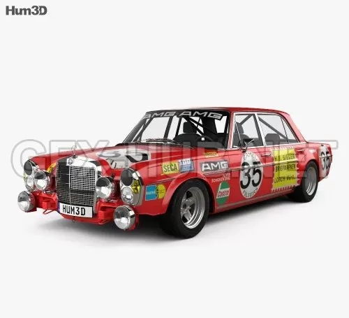 CAR – Mercedes-Benz 300 SEL AMG Red Pig 1969  3D Model