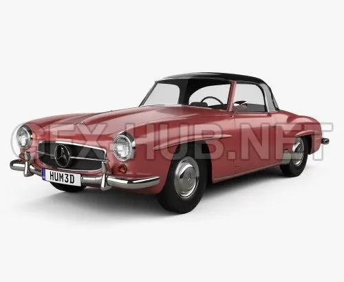 CAR – Mercedes-Benz SL-class (R121) hardtop 1955  3D Model