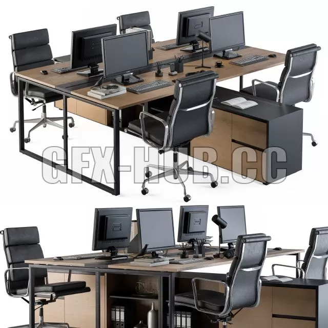 CAR Office Furniture Employee Set 13 3D Model 3DSKY Decor Helper