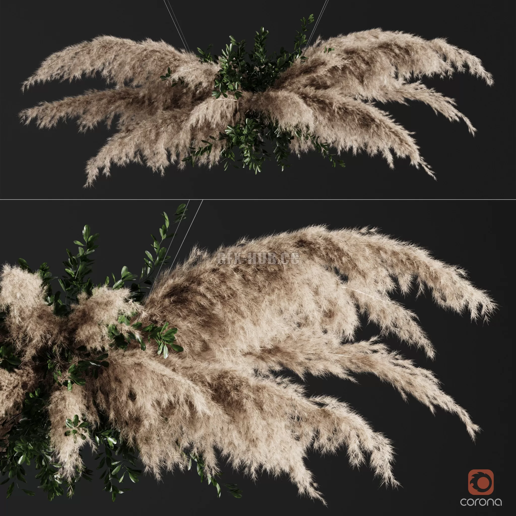CAR – Pampas Grass Chandelier 01 3D Model