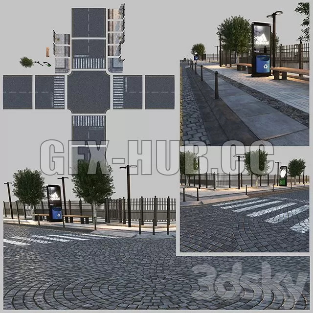 CAR – Paving and Sidewalk 3 3D Model