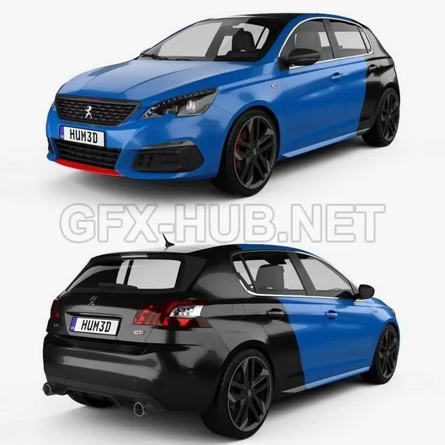 CAR – Peugeot 308 GTi hatchback 2020 3D Model