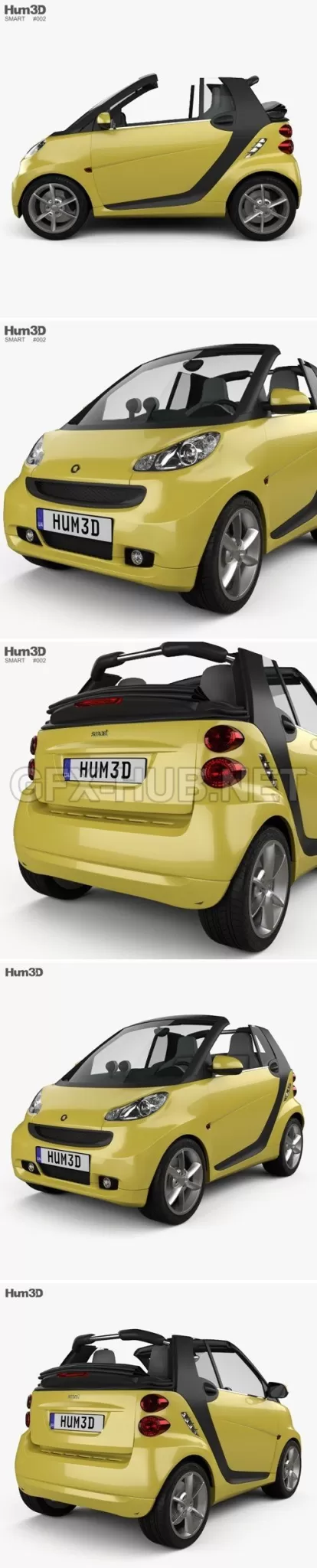 CAR – Smart Fortwo 2011 Convertible Open Top  3D Model