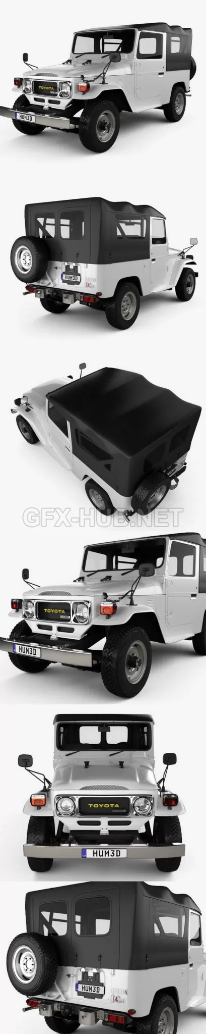 CAR – Toyota Land Cruiser (J40) Canvas Top 1979  3D Model