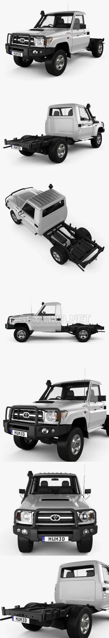 CAR – Toyota Land Cruiser (J70) Cab Chassis GXL 2008  3D Model