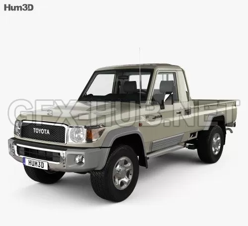 CAR – Toyota Land Cruiser Single Cab Pickup with HQ interior 2007 3D Model