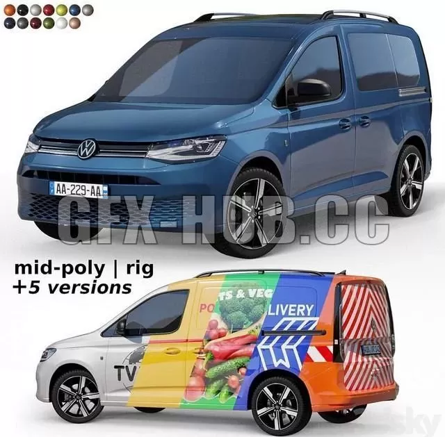 CAR – Volkswagen Caddy 2022 3D Model