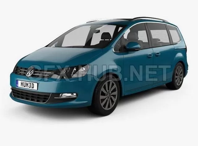 CAR – Volkswagen Sharan with HQ interior 2016 3D Model