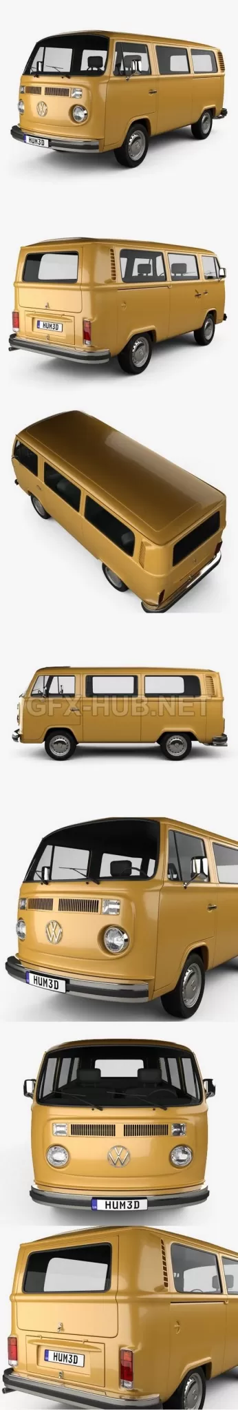 CAR – Volkswagen Transporter (T2) Passenger Van 1972  3D Model