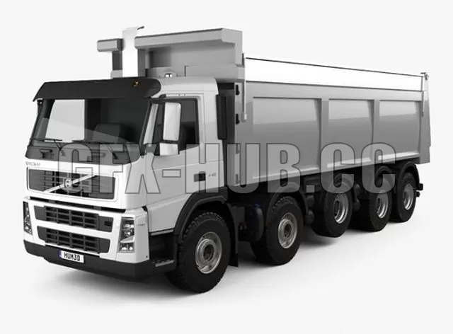 CAR – Volvo FM Truck 10×4 Dumper Truck 2010 (white cabin) 3D Model