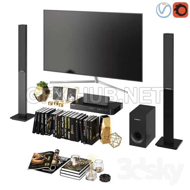 3D Living Room Black Gold Model – 200145