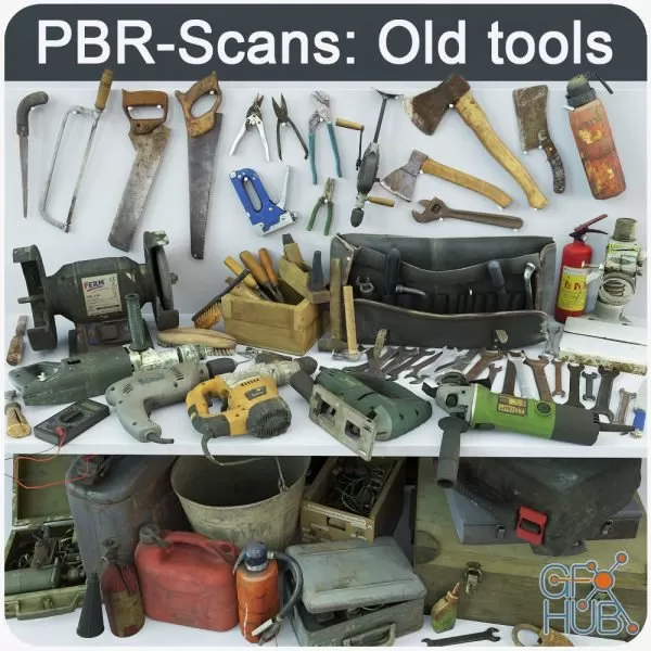 Collection old tools PBR 3D models Collection old tools PBR 3D models